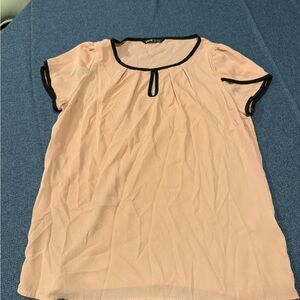 SHEIN pink Cap Sleeve Blouse with Peter Pan Collar